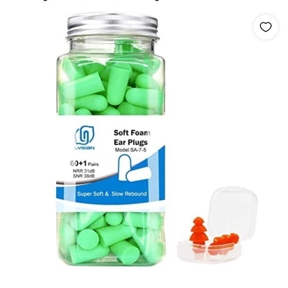 LYSIAN Ultra Soft Green Foam Earplugs 60 Pairs with Reusable Sliicone Earplug - Picture 1 of 2